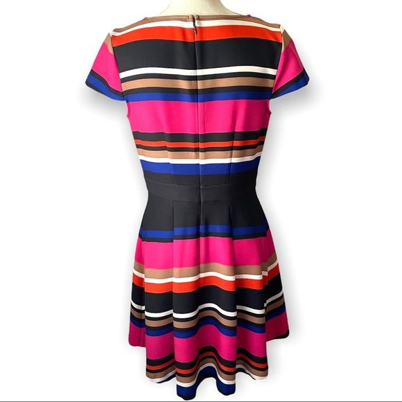 ELLE Multicolored Horizontal Striped Fit and Flare Dress Size S - Picture 4 of 12